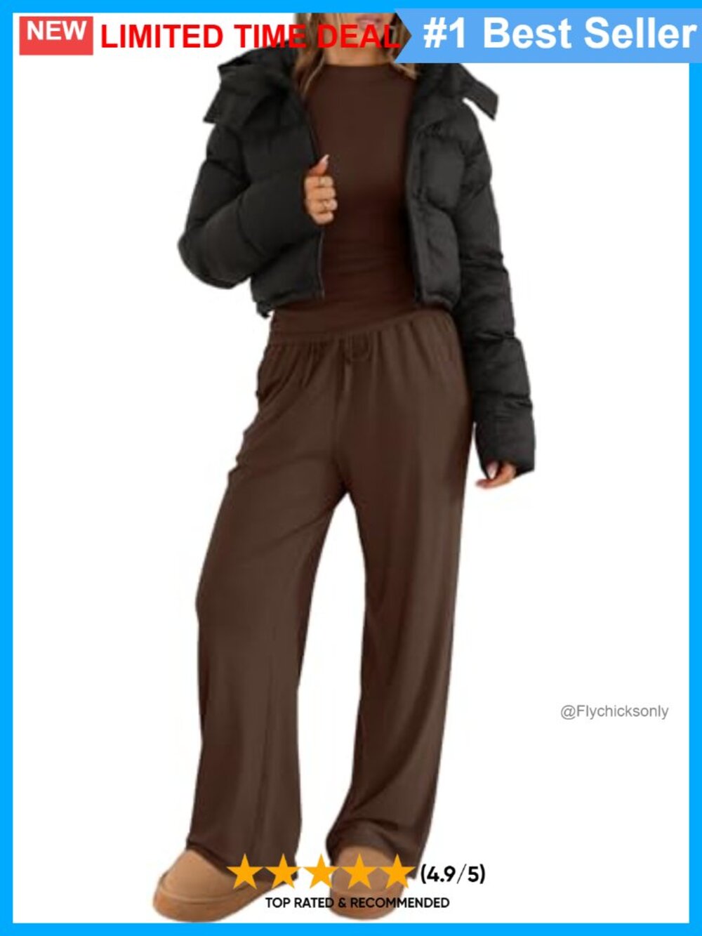Mock Neck Ruched Top & Wide Leg Lounge Set - Picture 4 of 6